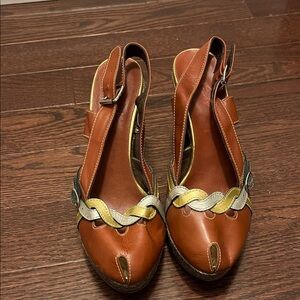 Miss Sixty Brown and Gold Wedges